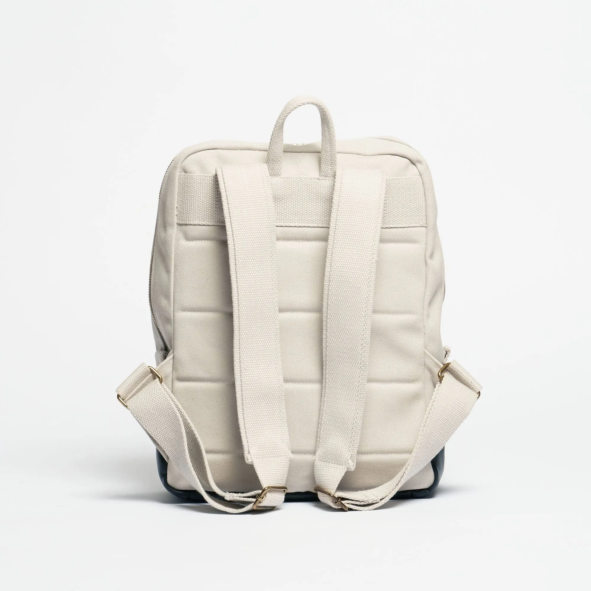 Natural Cotton Canvas Two-Tone Daypack | Sand & Black
