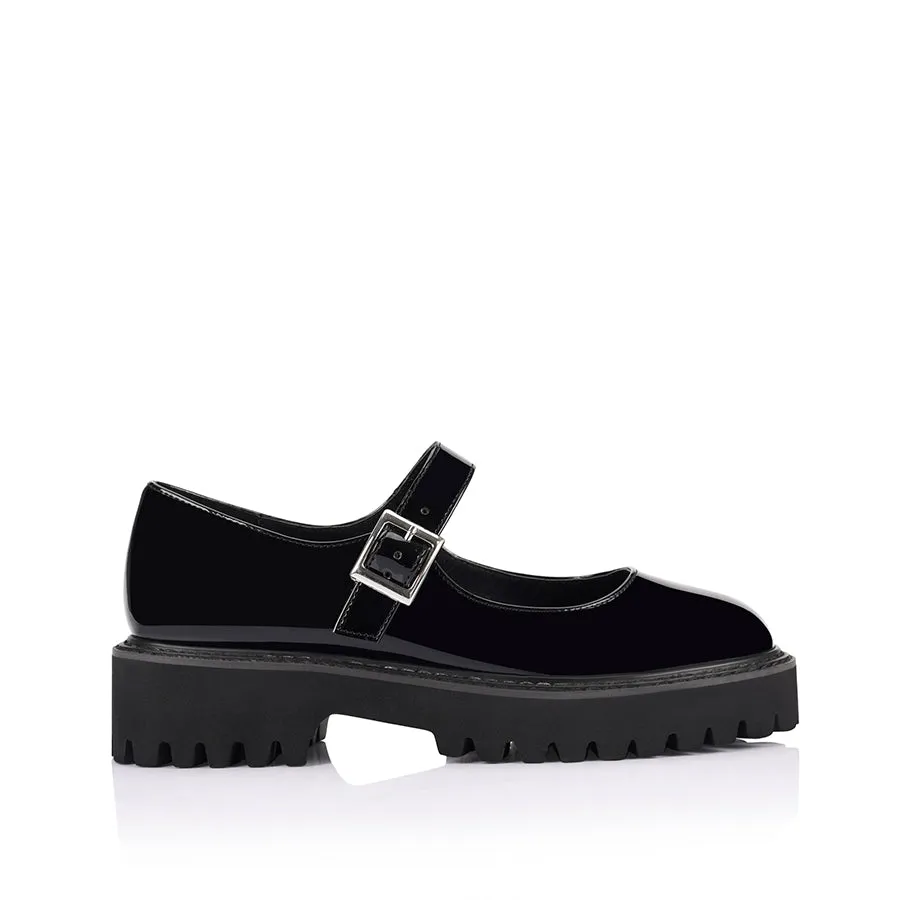 Nero Chunky Mary Jane Loafers - Black Patent