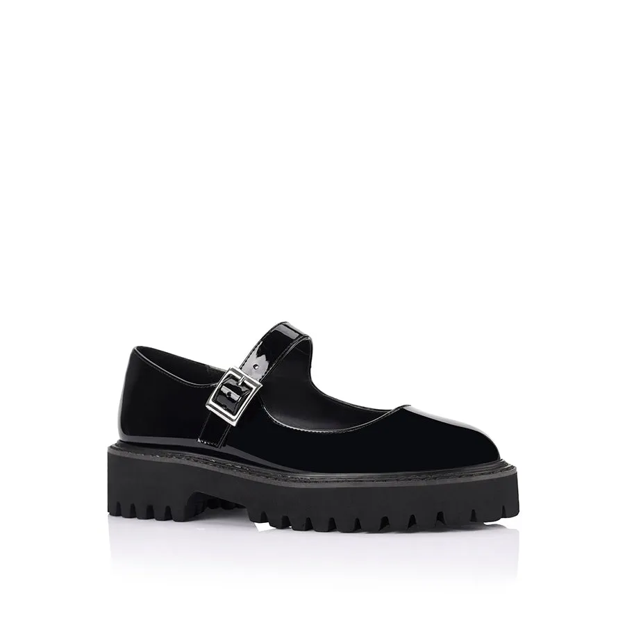 Nero Chunky Mary Jane Loafers - Black Patent