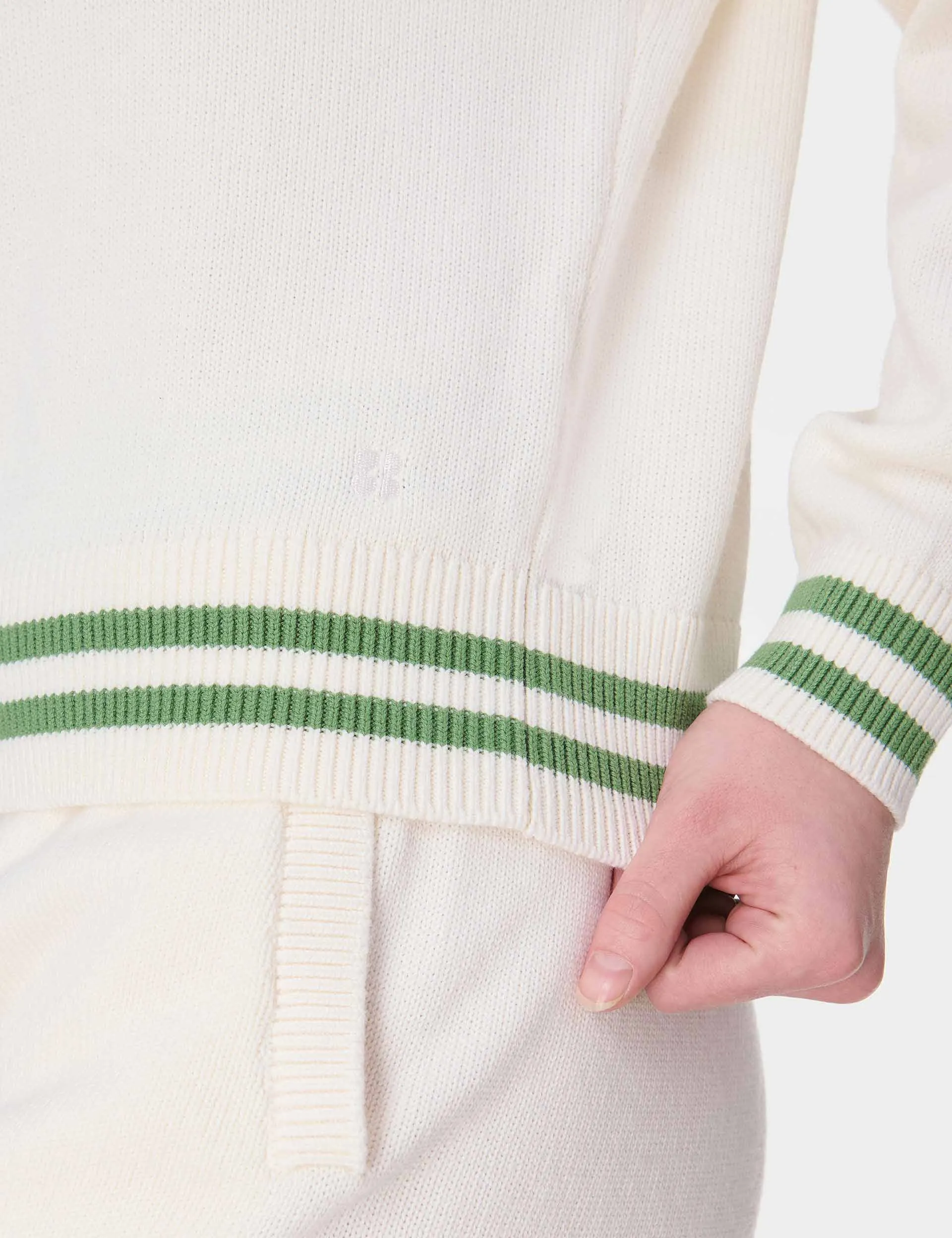 Off Court V-Neck Jumper - Lily White