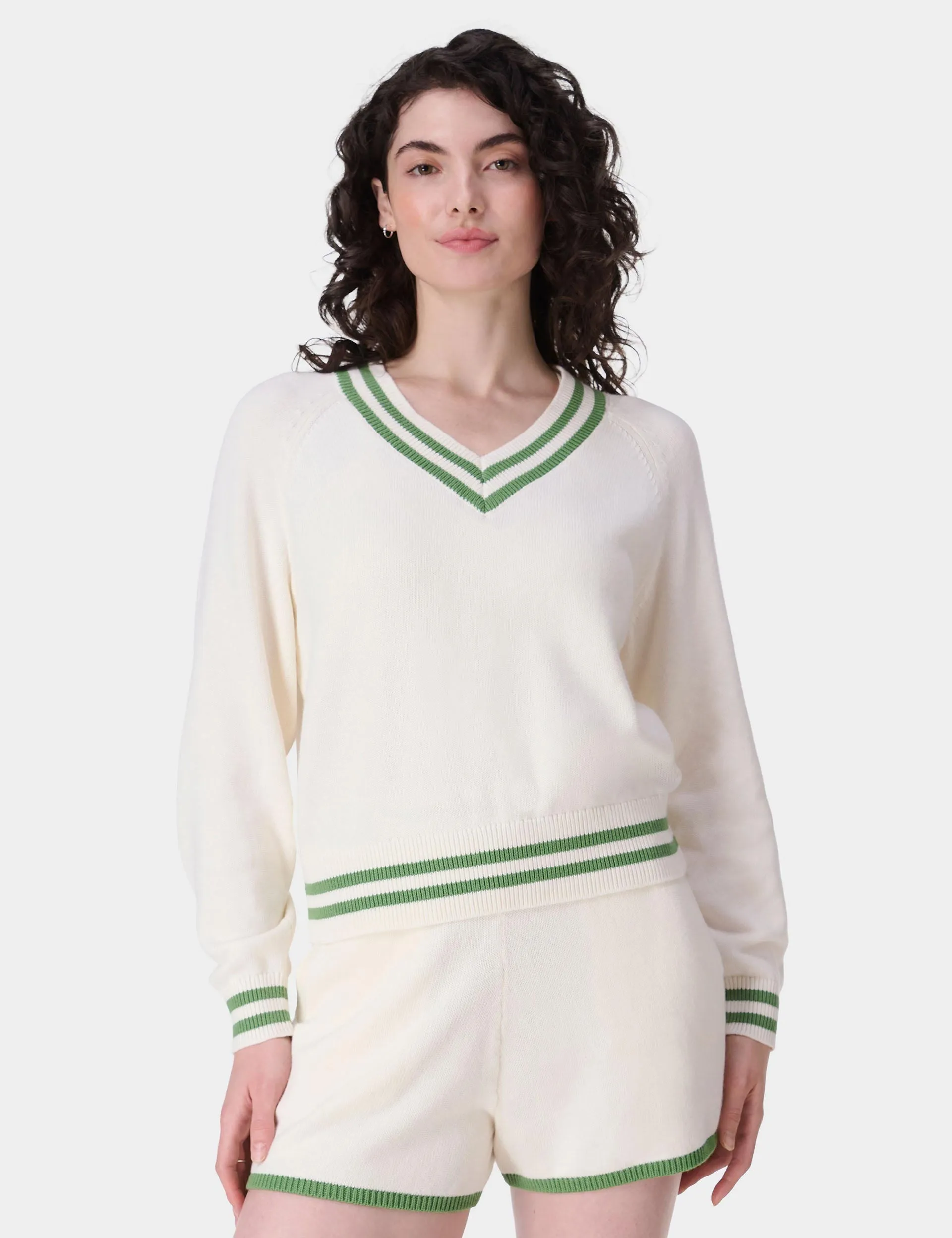 Off Court V-Neck Jumper - Lily White