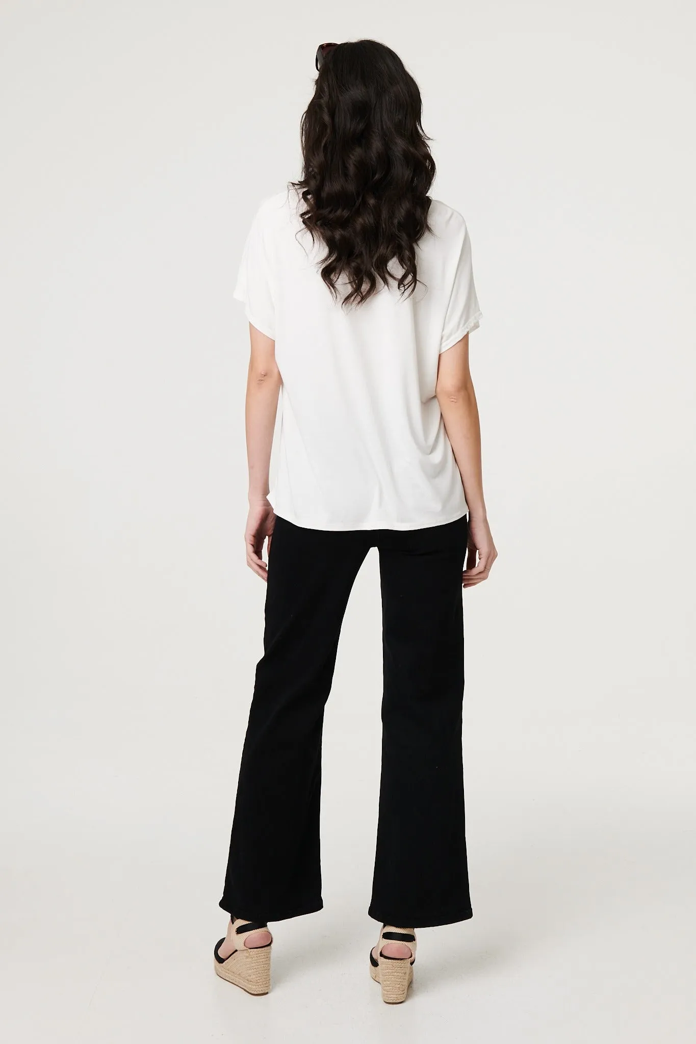 Sparkly Feather Print Relaxed T-Shirt
