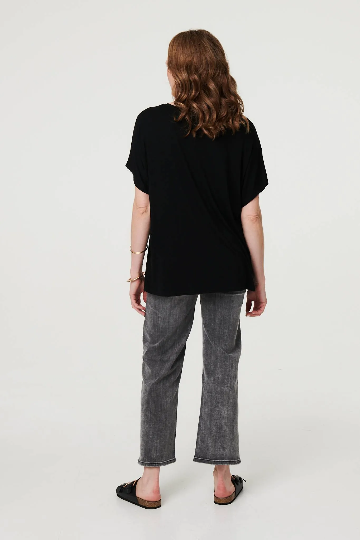 Sparkly Feather Print Relaxed T-Shirt