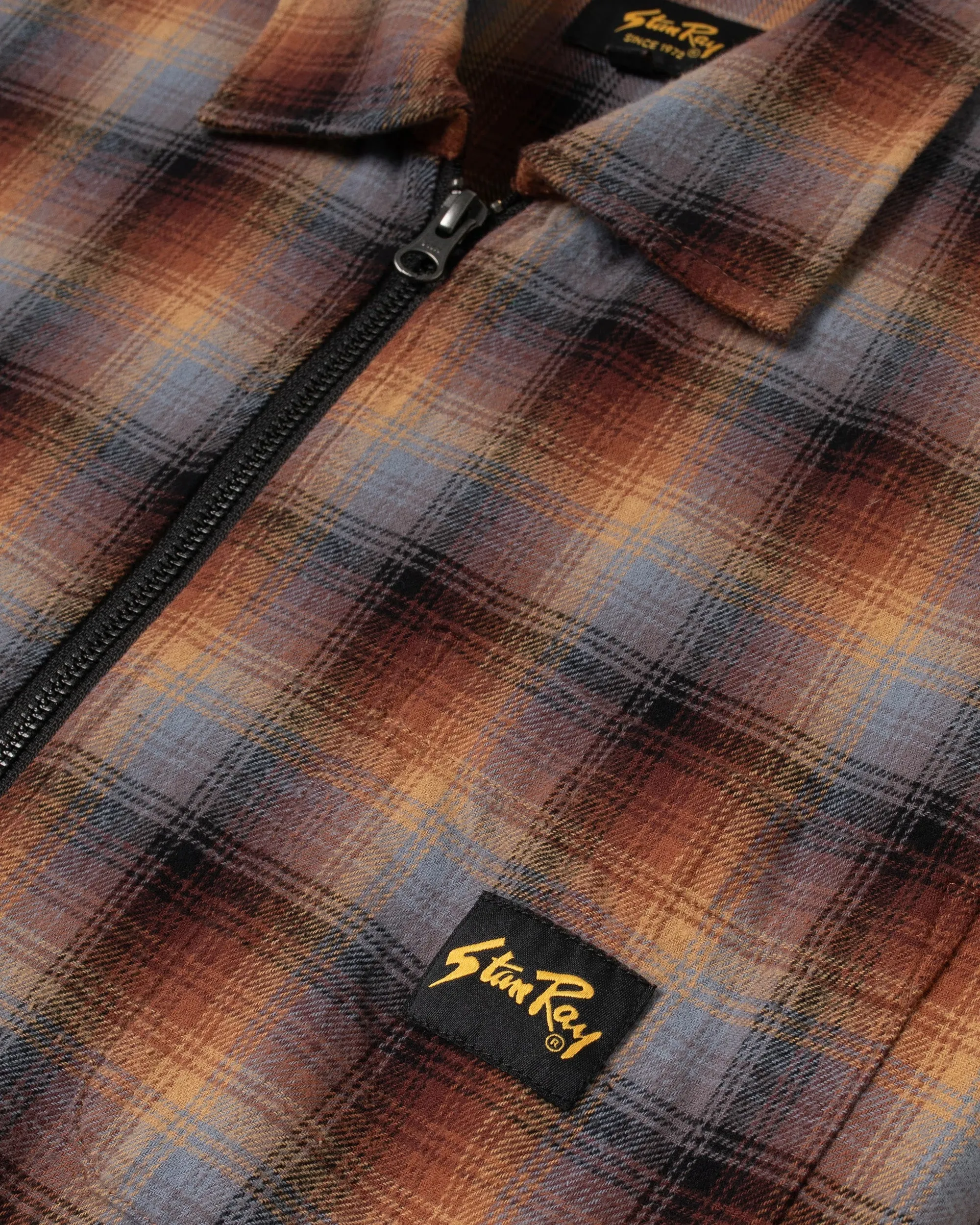 Stan Ray Zip Shirt - Brown / Blue Plaid