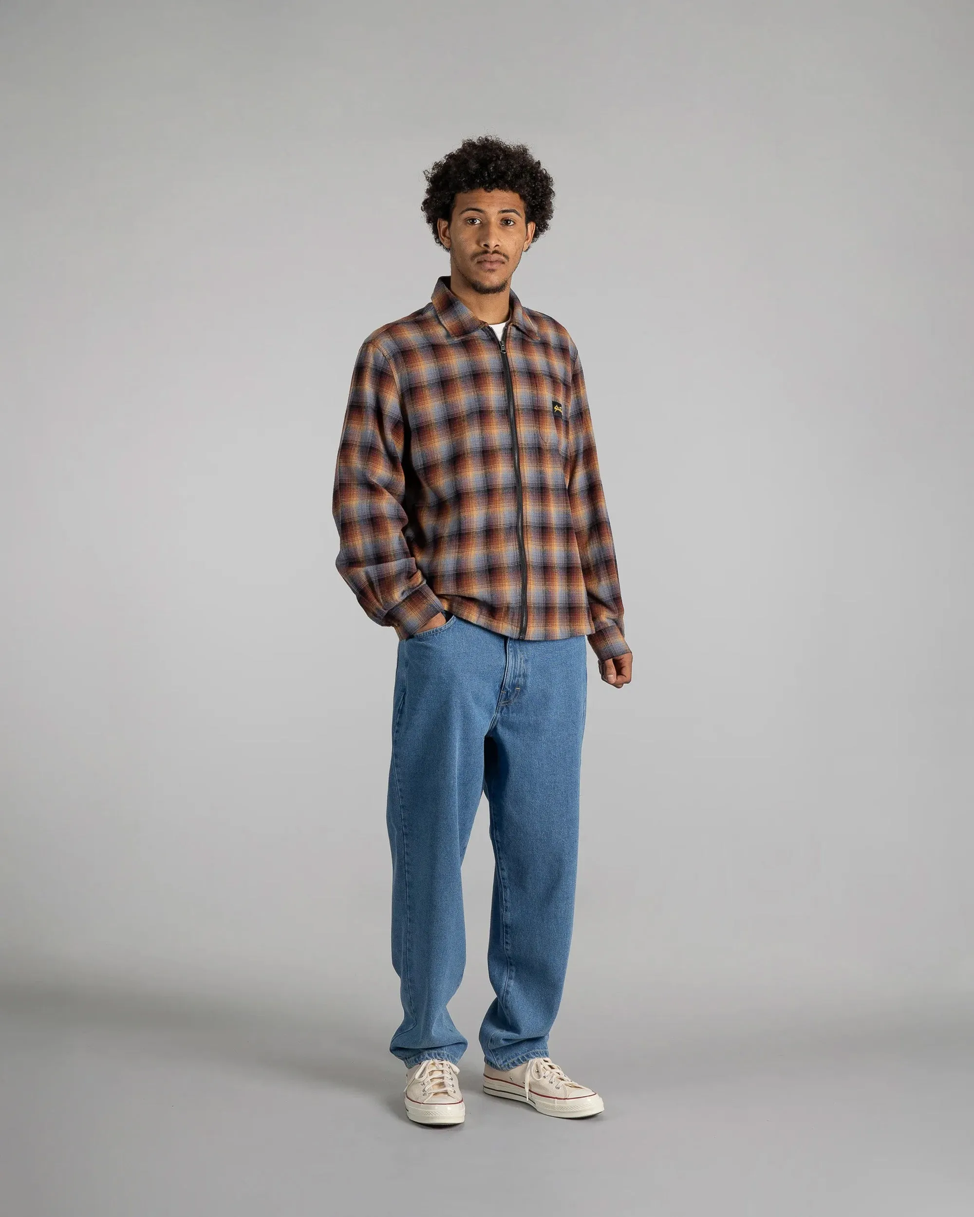 Stan Ray Zip Shirt - Brown / Blue Plaid