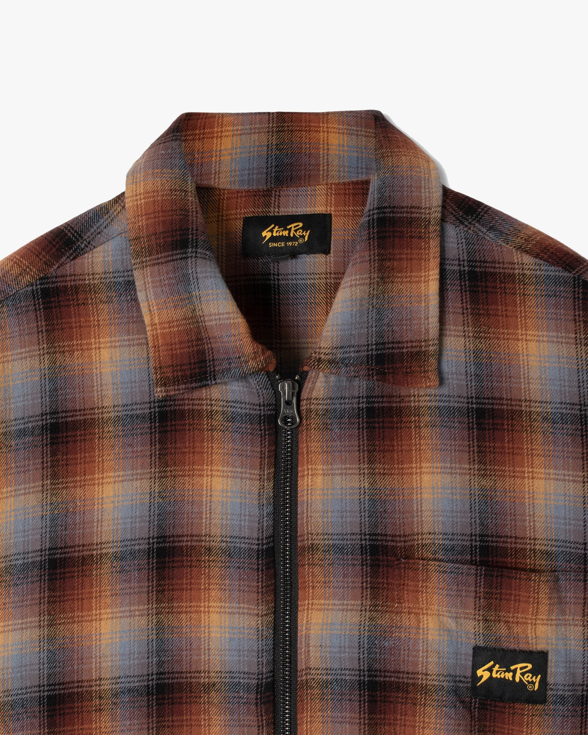 Stan Ray Zip Shirt - Brown / Blue Plaid