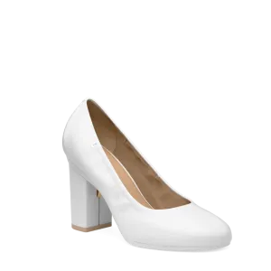 The Ballet Pump - White Leather 4 Block