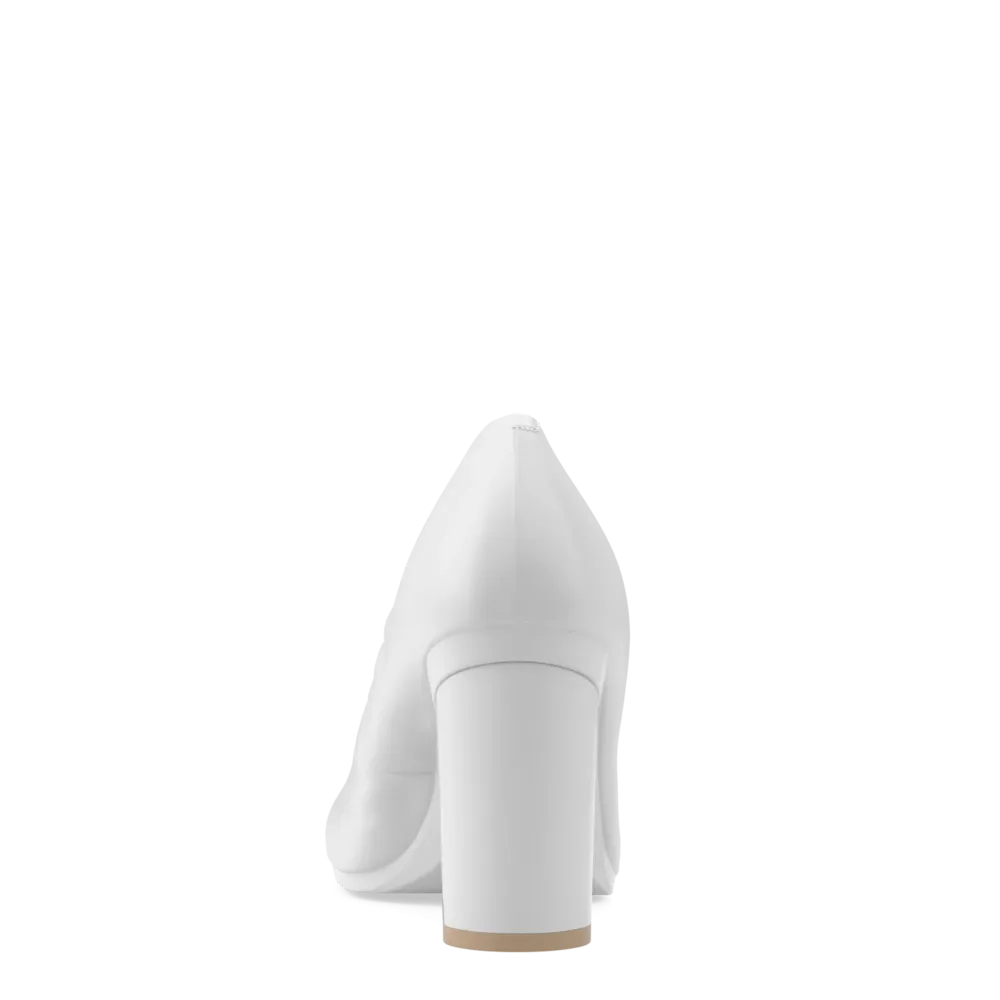 The Ballet Pump - White Leather 4 Block