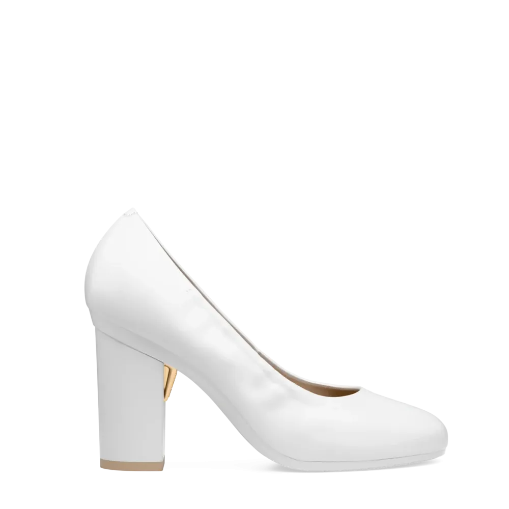 The Ballet Pump - White Leather 4 Block