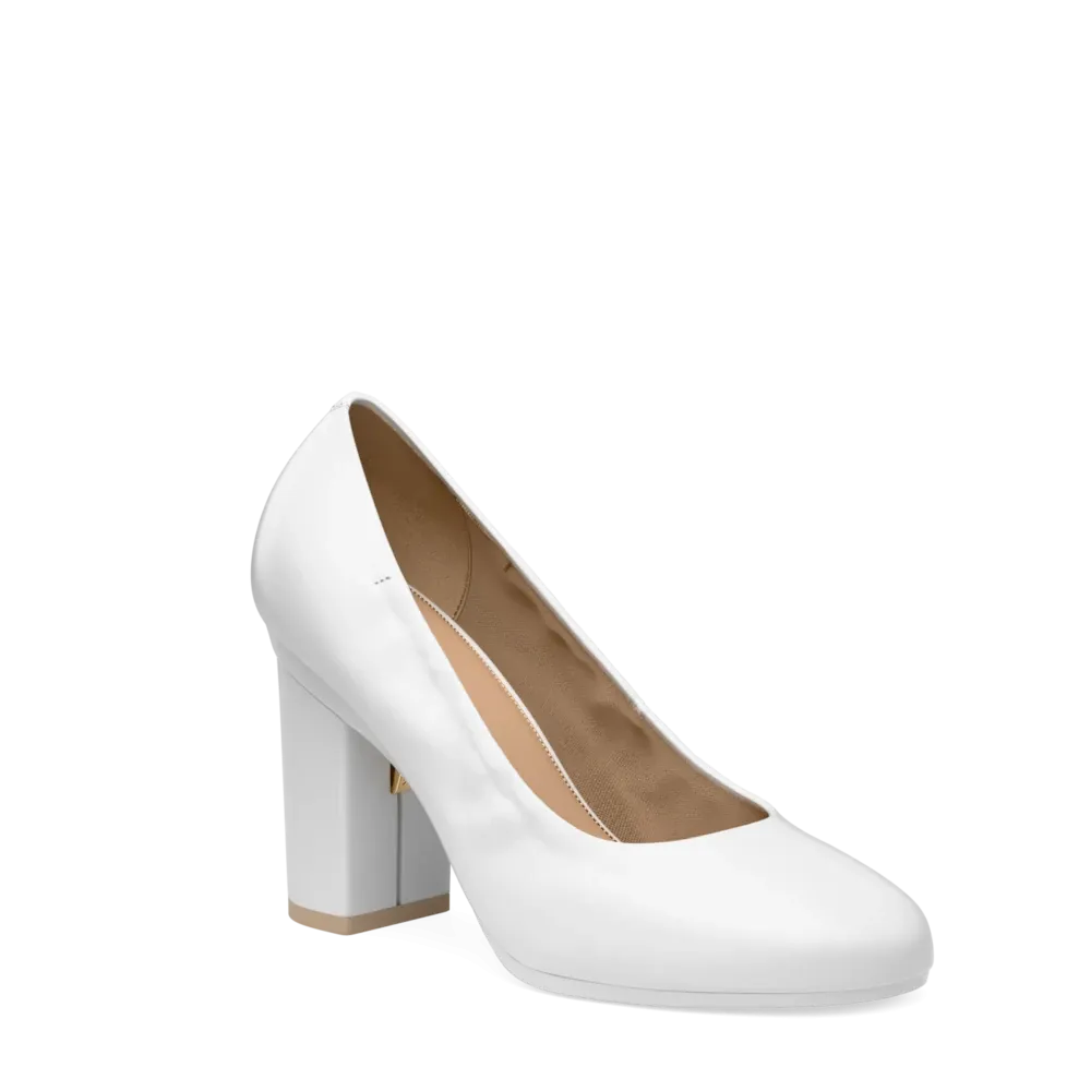 The Ballet Pump - White Leather 4 Block