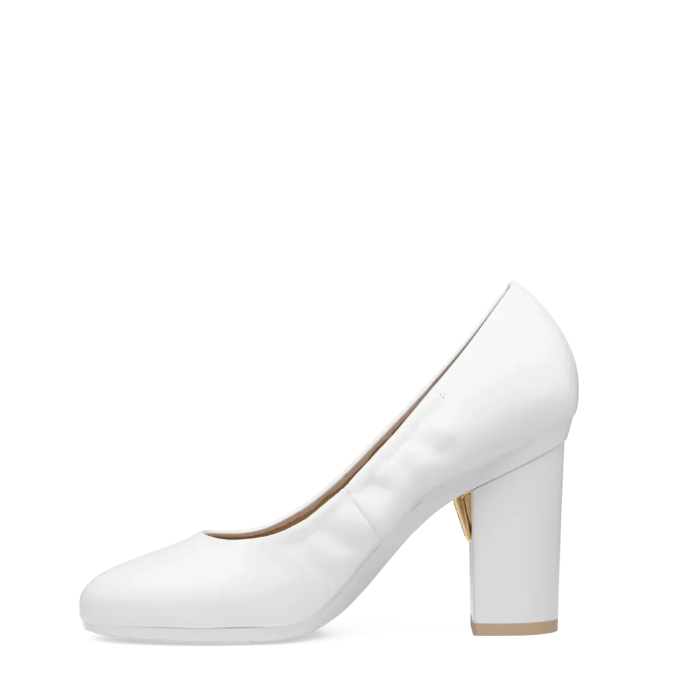 The Ballet Pump - White Leather 4 Block