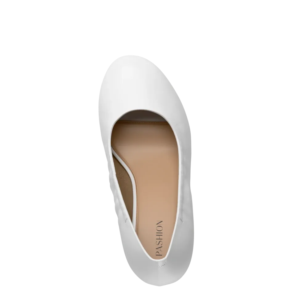 The Ballet Pump - White Leather