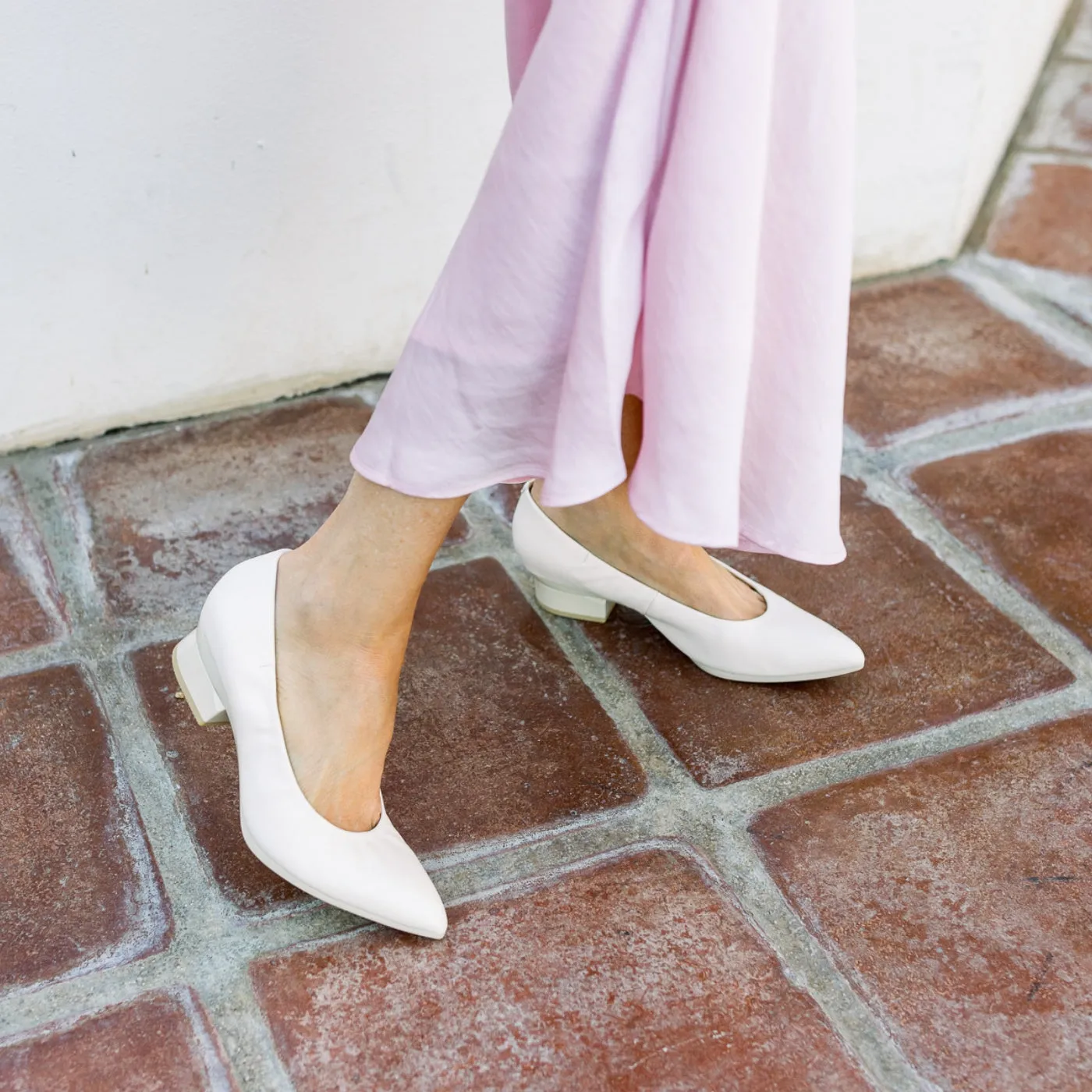 The Pump - Ivory Leather 4 Stiletto