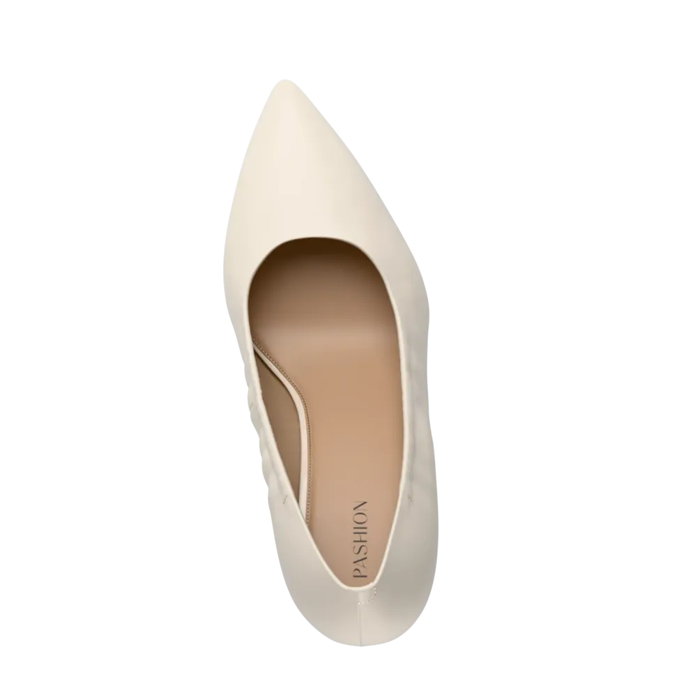 The Pump - Ivory Leather 4 Stiletto