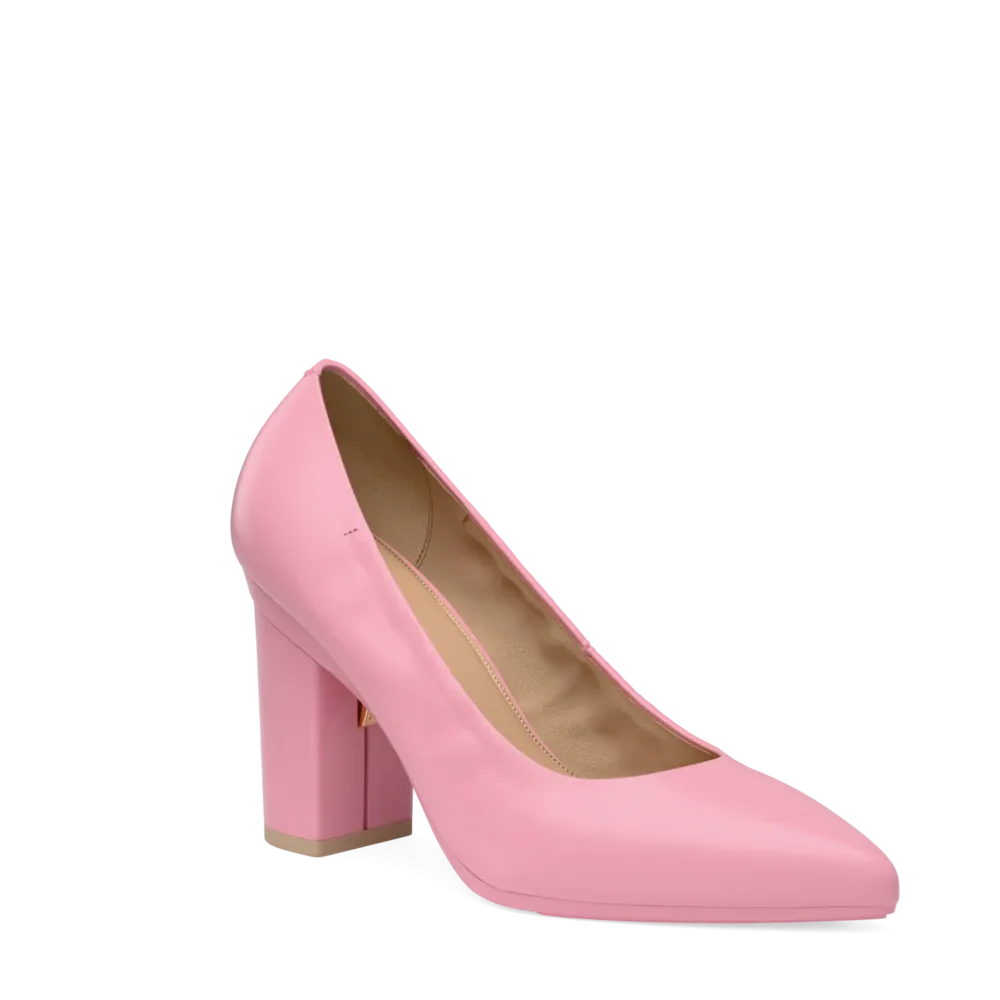 The Pump - Pink Leather 4 Block