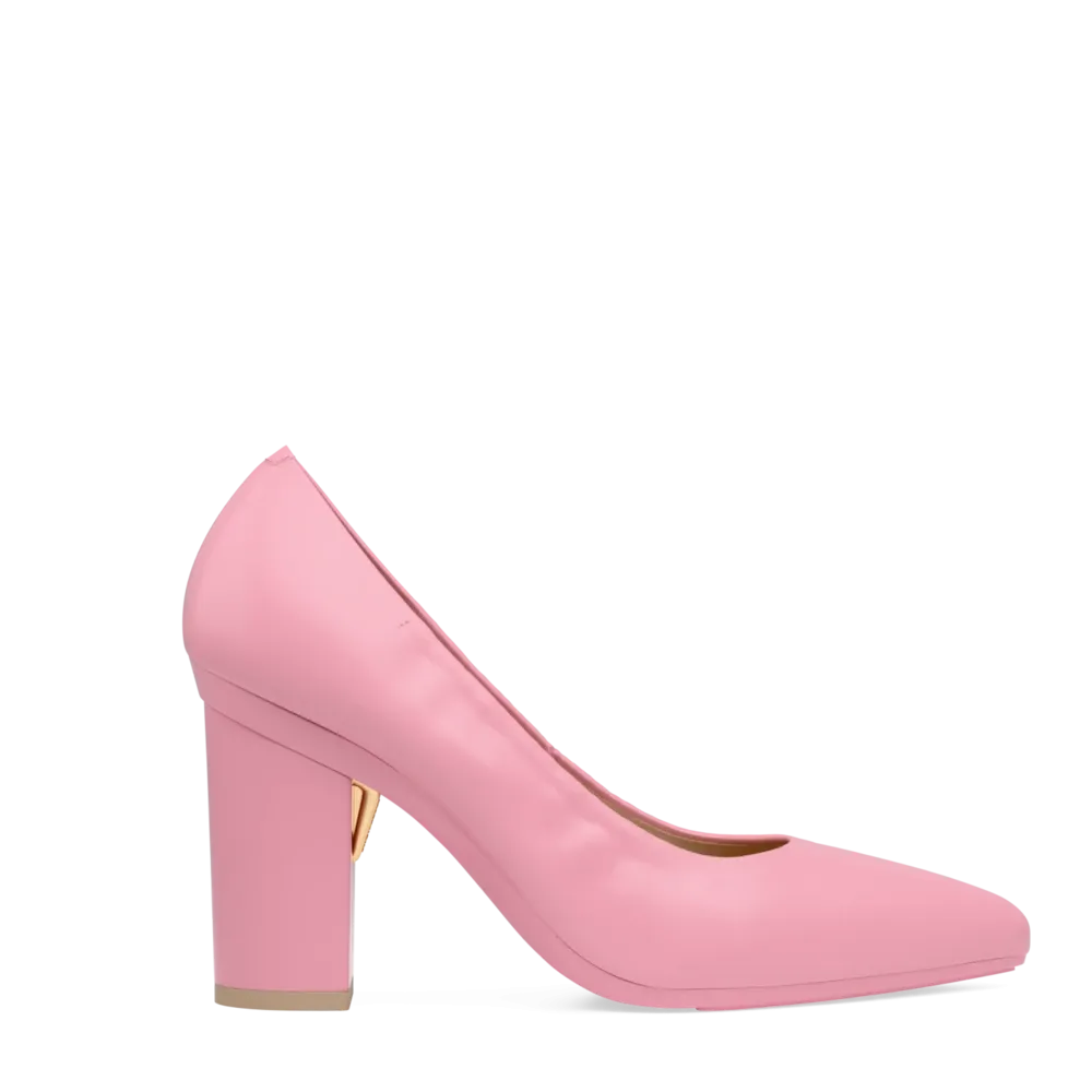 The Pump - Pink Leather 4 Block