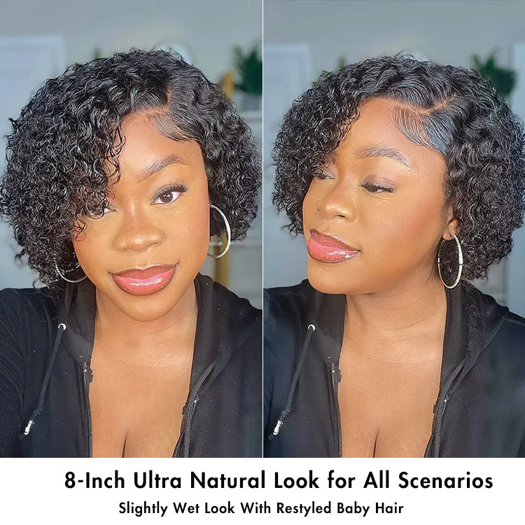 Trendy Short Cut Curly Minimalist HD Lace Glueless Side Part Wig 100% Human Hair