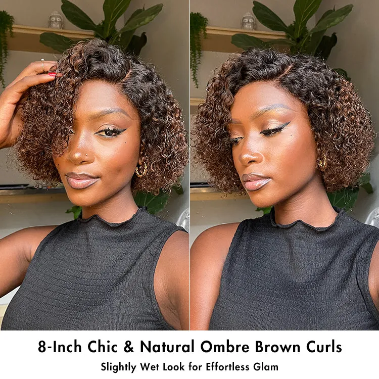 Trendy Short Cut Curly Minimalist HD Lace Glueless Side Part Wig 100% Human Hair