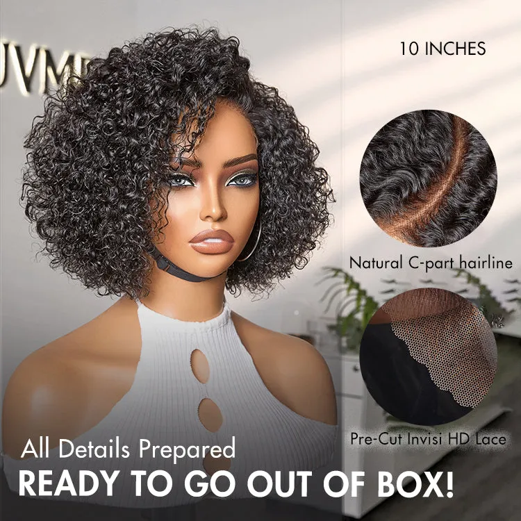 Trendy Short Cut Curly Minimalist HD Lace Glueless Side Part Wig 100% Human Hair