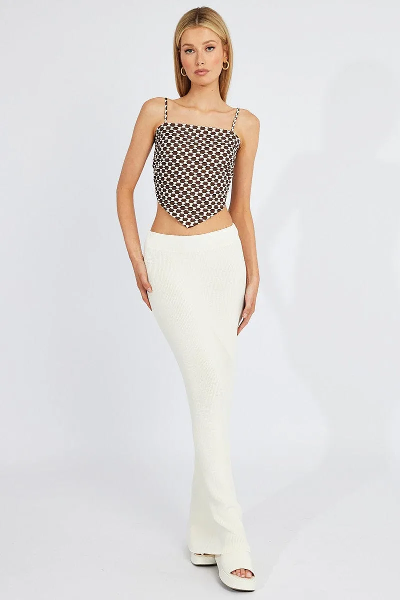 White Knit Skirt Maxi High Rise