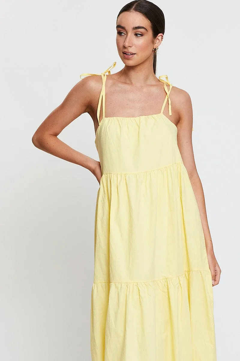 Yellow A Line Dress Midi